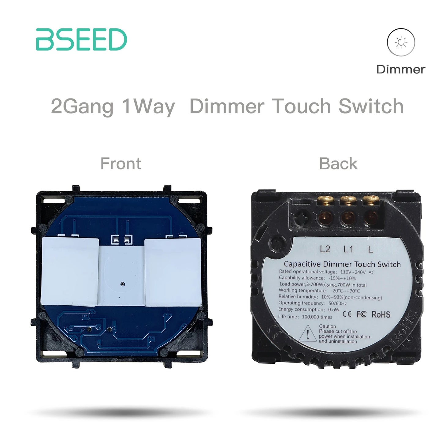BSEED 1/2Gang Touch Light Dimmer Switch Function Base 1/2Way EU Socket Type-c USB Part Wall Glass Panels DIY Free Combination