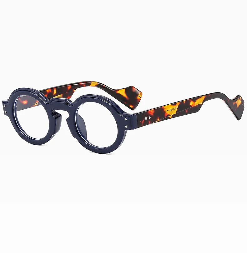 Round Sunglasses Women Men Punk Double Color Shades Retro Rivets Decoration Trending Sun Glasses Clear Lens Frame UV400