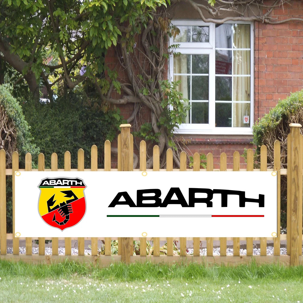 60X240cm Abarth Car logo Banner Flag Polyester Printed Garage or Outdoor Decoration Tapestry