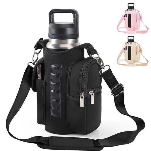 Magnetic Gym Bag Water Bottle Carrier Holder with Adjustable Shoulder Strap, 40oz Magnets Magnetic Gym Bag Bottle Pouch Sling
