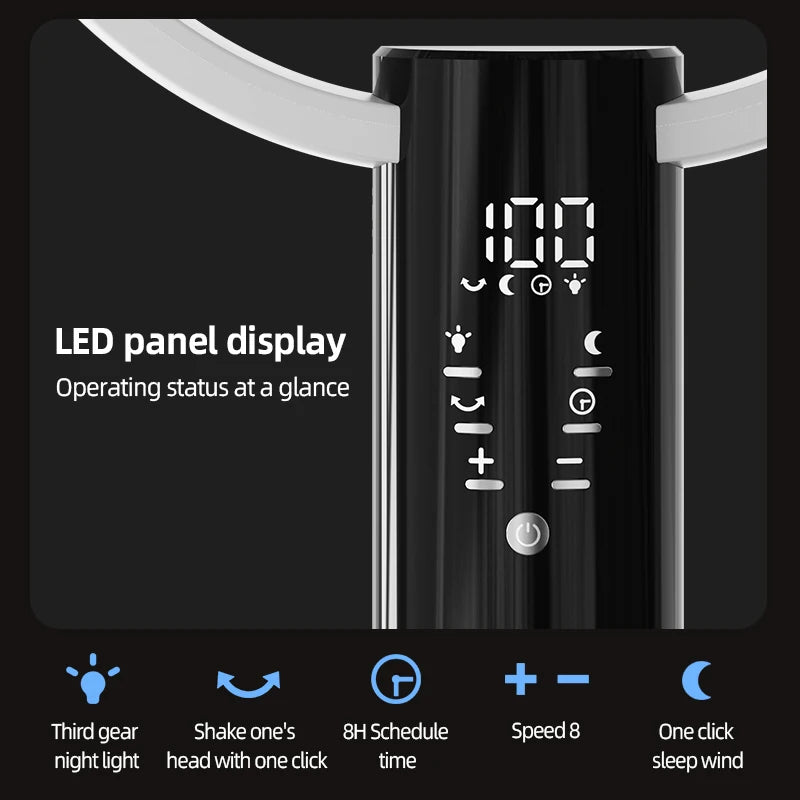 Floor Standing Fan Remote Control 6000mAh USB Rechargeable Height Adjustable Air Circulator for Camping Home Office Sturdy Base