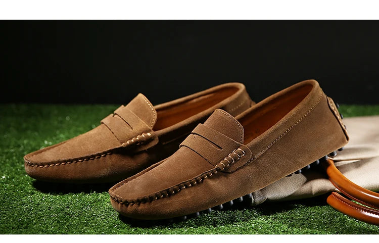 Men's Casual Fashion Genuine Leather Loafers Moccasins Slip-On Driving Shoes 38-50 Size Range Male Flats Comfort Footwear