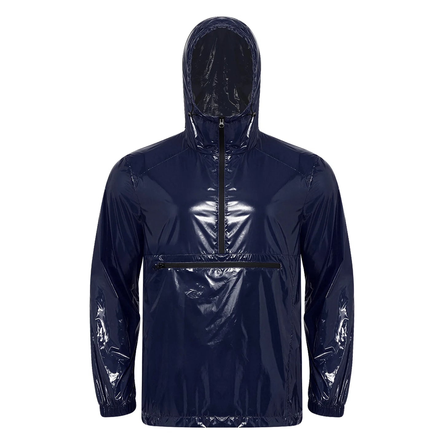 Men Waterproof Hooded Trench Jacket Long Sleeve Hood Outerwear Windbreaker Raincoat fo Hiking Fishing Biking Thermal Windbreaker