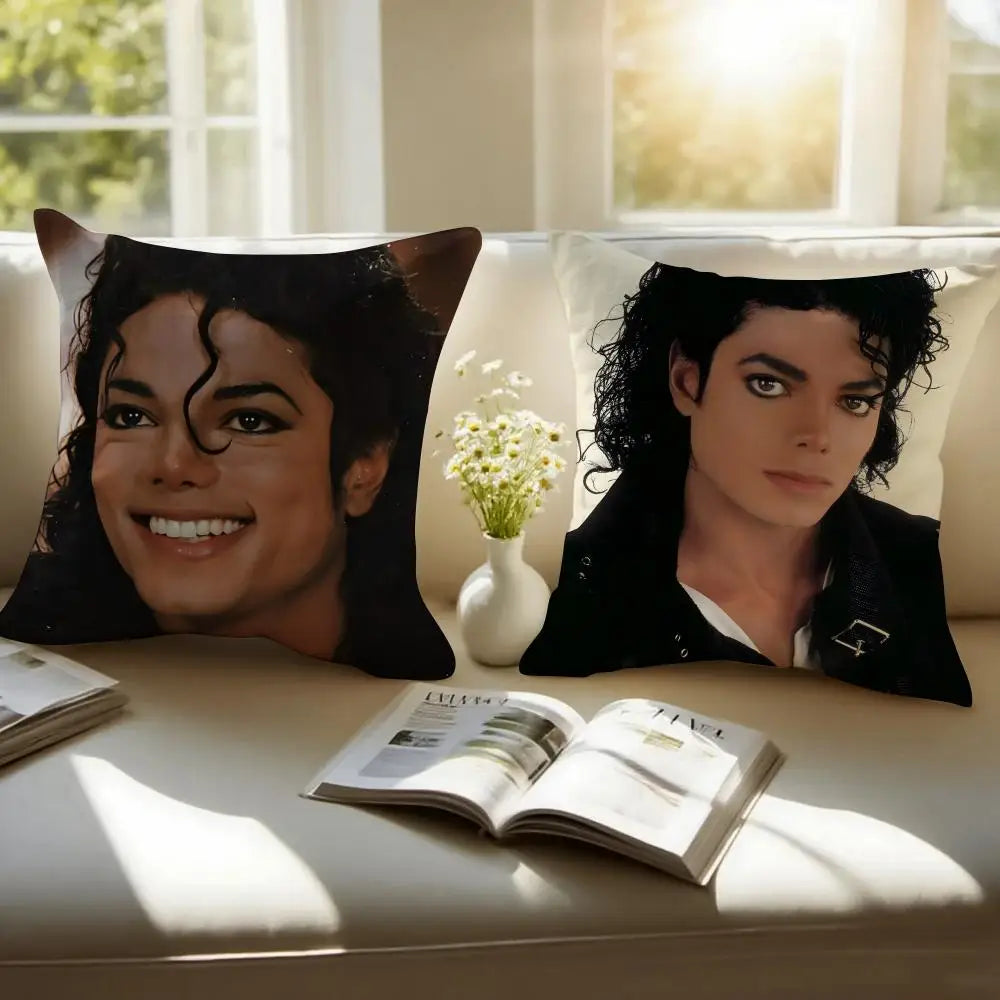 Pop Music M-Michael Jackson Cushion Cover Pillowcase Anti-dustmite Invisible Zipper Short Plush Sofa Cushion