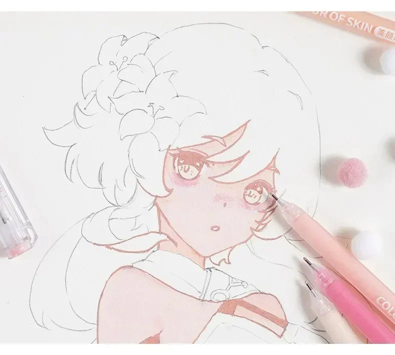 Languo 198/6 PCS Morandi Gel Pen Student Diary Scrapbook Painting DIY Gel Pen Set Coloring Book Drawing Pen School Supplies