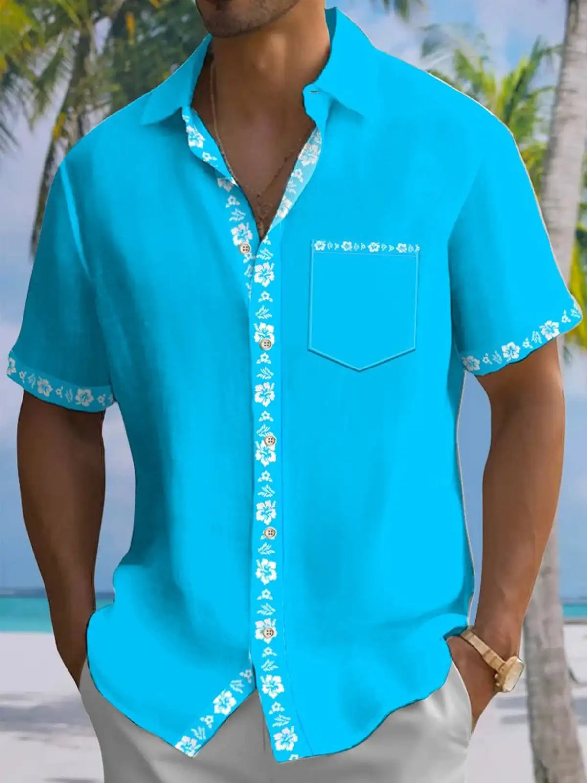 Men's shirts, button up shirts, casual shirts, spring and summer, printed short sleeves, daily, fashionable, comfortable