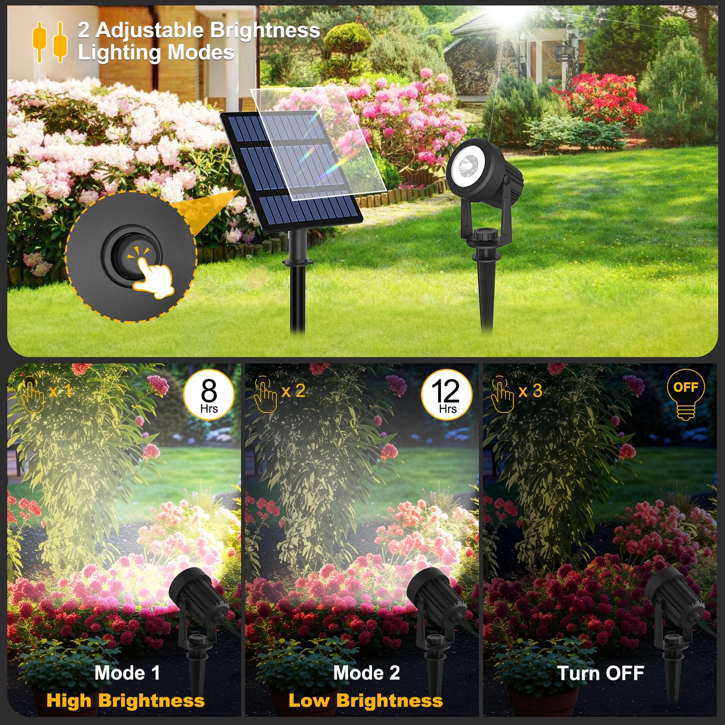 RGB/3000K/6000k Solar Garden Light Outdoor Solar Power Spotlight IP65 Waterproof Wall Light Lawn Lamp For Yard Lawn Walkway