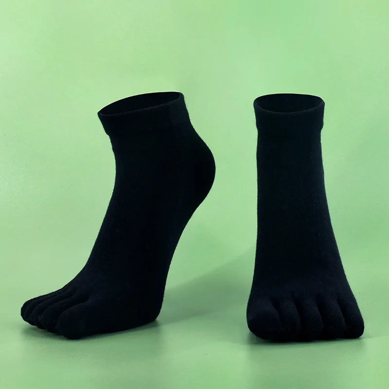 Toe Socks Men cotton Five Fingers Socks Breathable Short Ankle Crew Socks Sports Running Solid Color Black White Grey Male Sox