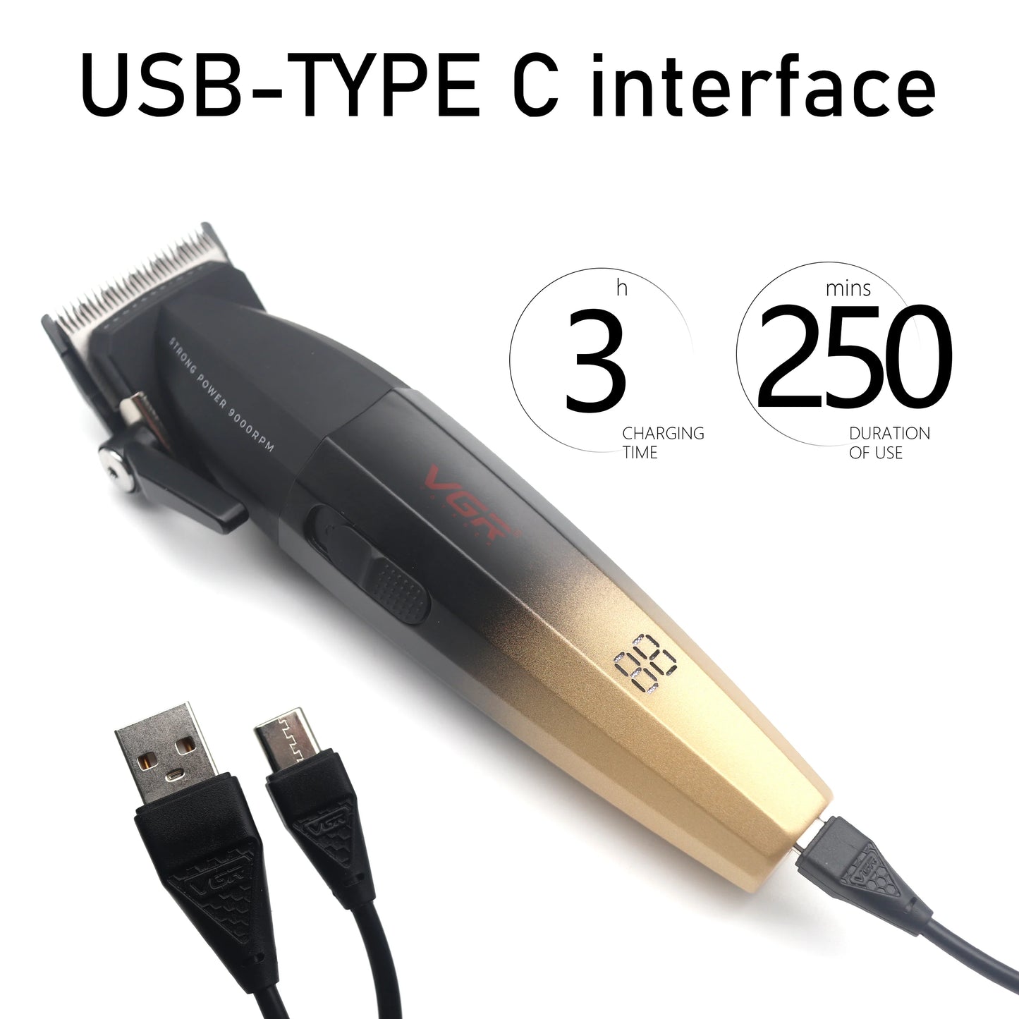 VGR WMARK Professional Hair Clipper for Men DLC Blade 9000RPM Double Foil Professional Barber Machines V003 V906 NG7982