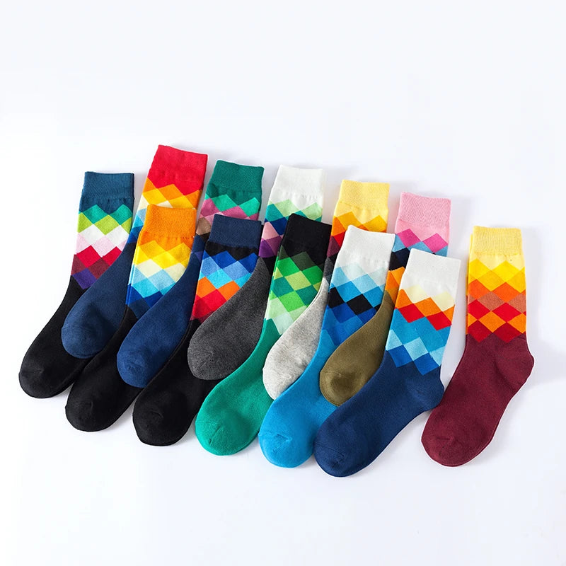 Classic Male Happy Cotton Casual Crew Socks Breathable Color Compression Funny Sox Business Dress High Quality  Socks for Men