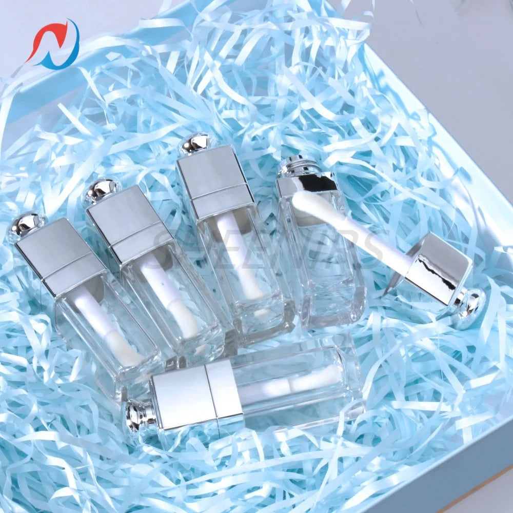 24pcs Empty 8ML Square clear Lip Gloss Tube big doe foot wand lipstick for Lip oil tint bottles container Lip Balm Tube