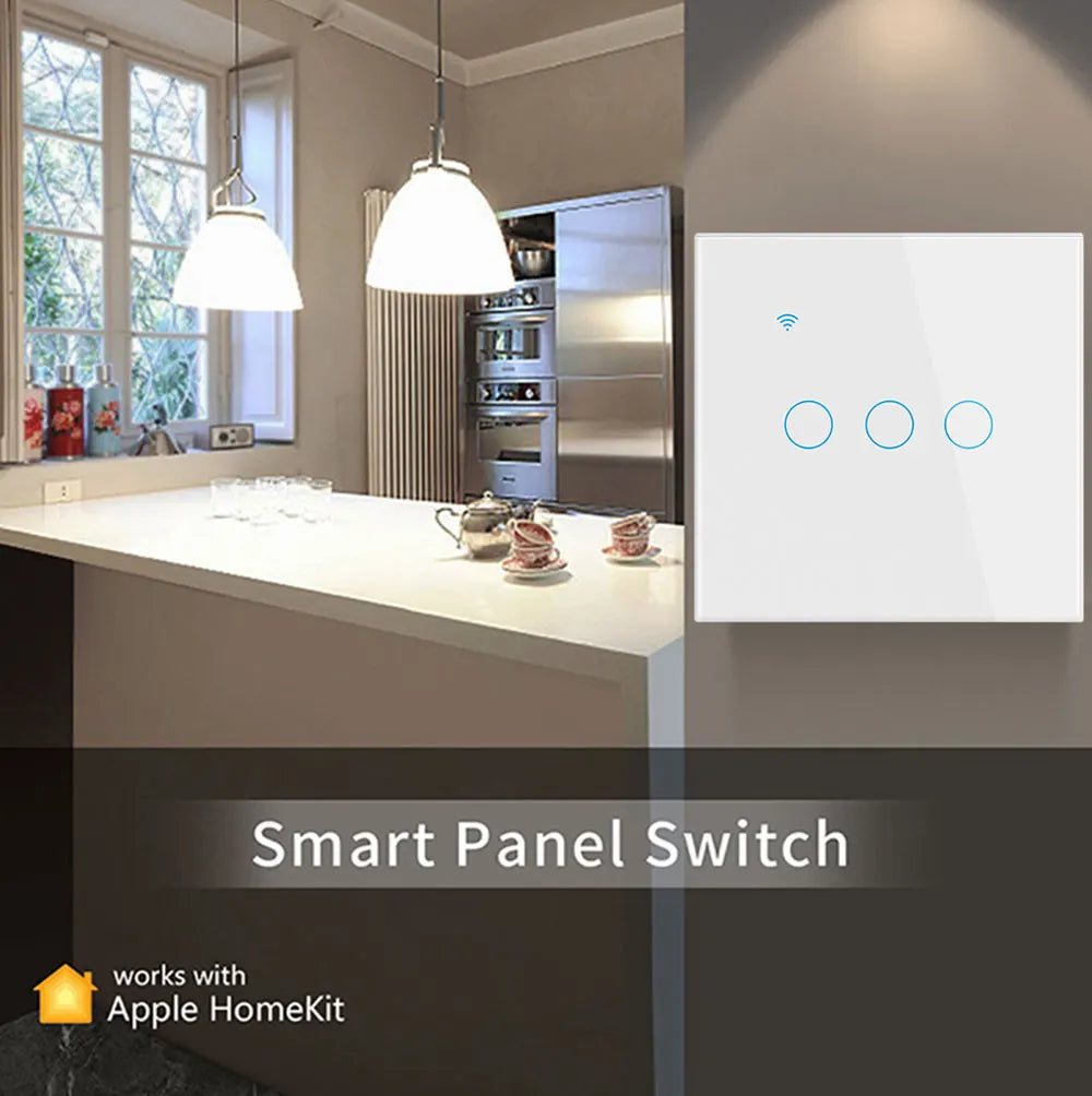 Apple Homekit Smart Switch No Neutral EU/US WIFI Touch Sensor Light Switch Smart Google Home Alexa Siri Voice Control 220V 110V