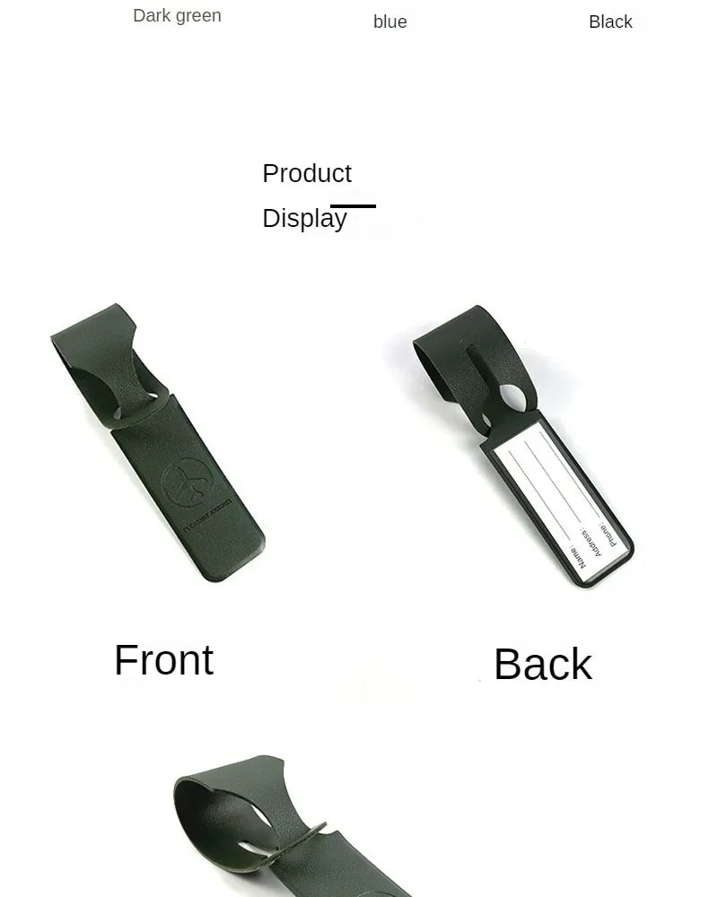 Men Women Yellow PU Leather Luggage Tag Portable Suitcase Identifier Label Baggage Boarding Bag Tag Holder Travel Accessories