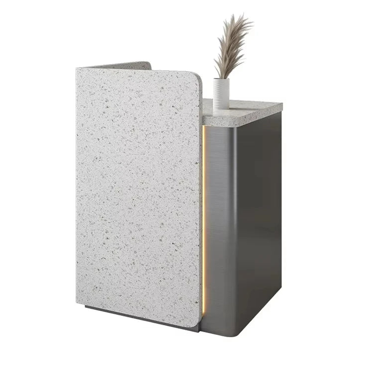 Luxury Front Desk RICE WHITE With Lamp Counter Sport Center Reception Desk Modern Design Beauty Salon Reception Desk