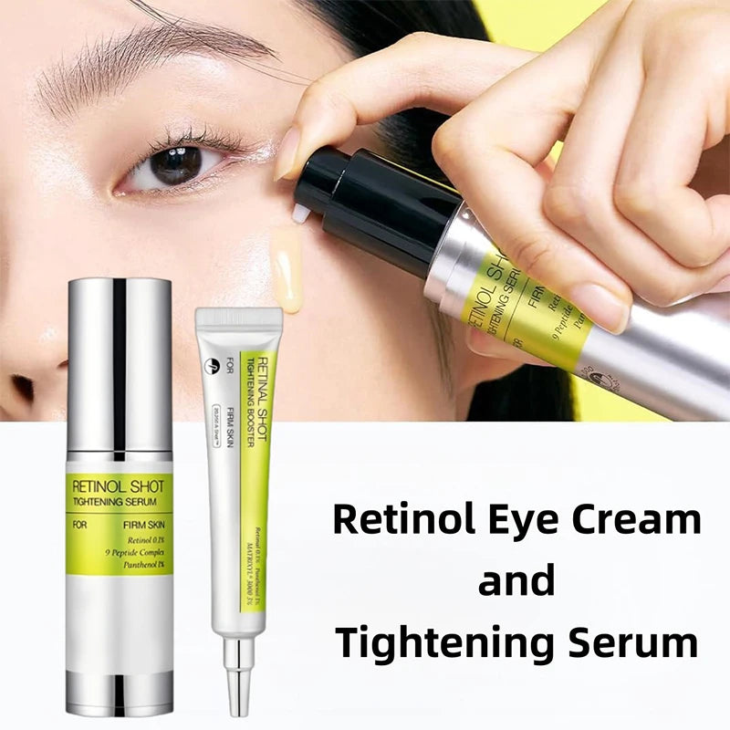 Korean Vita A Retinol Shot Tighten Booster Serum & Eye cream Lifting Anti-Aging Pore Shrink Dark Circles Repair Skin Care Set