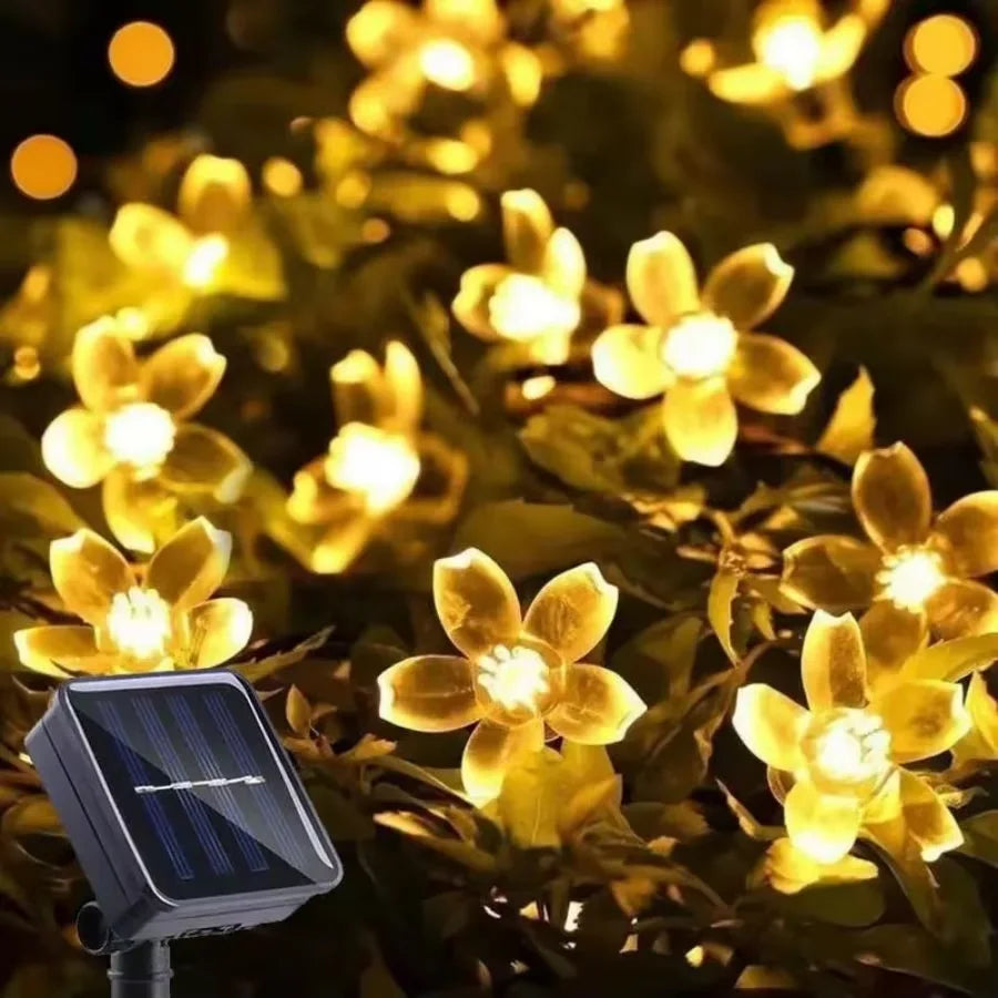 1pc 6.5M30LED Solar String Sakura Lights LED Outdoor Waterproof Festival Garden Decorative Lights Solar Garden Light