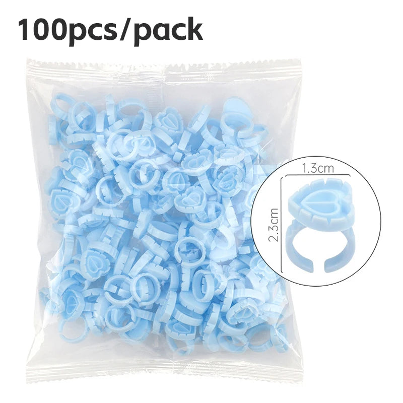 AILEISHI 100Pcs Disposable Eyelash Glue Fan Cup Rings Holder Container Tattoo Pigment Eyelash Extension Tools Lash Supplies