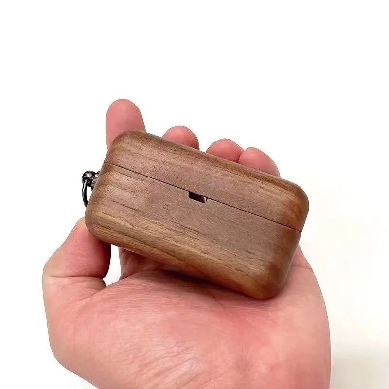 For Panasonic Technics EAH-AZ80 Case Wireless Bluetooth Earphone Protective Case with Pressure Resistant Hard Shell Made of Wood