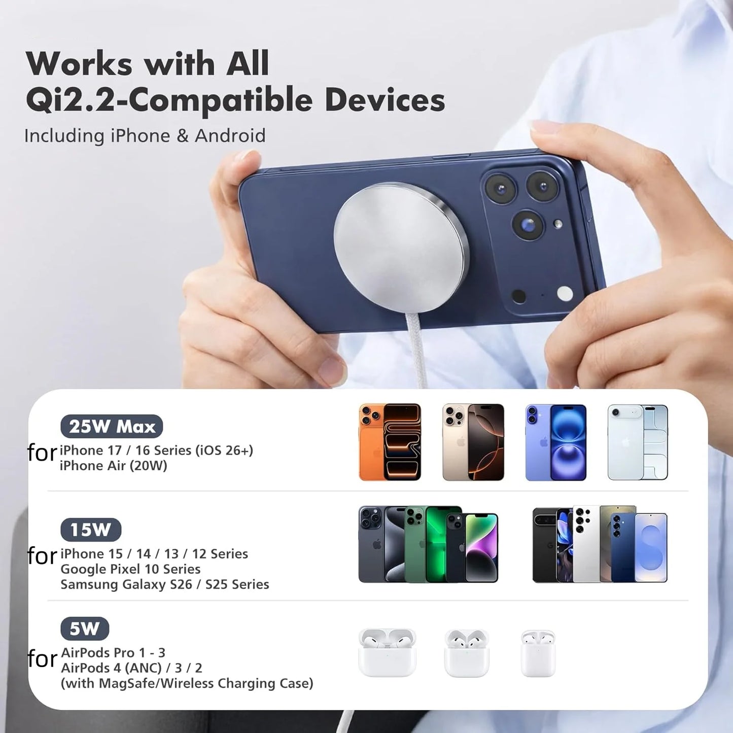 TIMESS QI2 25W Wireless Charger For iPhone 17 16 15 14 13 12 PRO MAX Charging Station Stand Pad For Airpods 3 2 Pro Fast Speed
