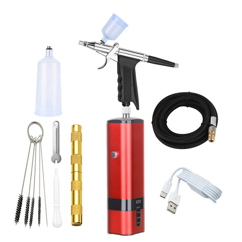 High Quality Cordless Mini Airbrush With Compressor Trigger Gun Cleaning Kit Foundation Makeup Oxygen Infusion Apparatus