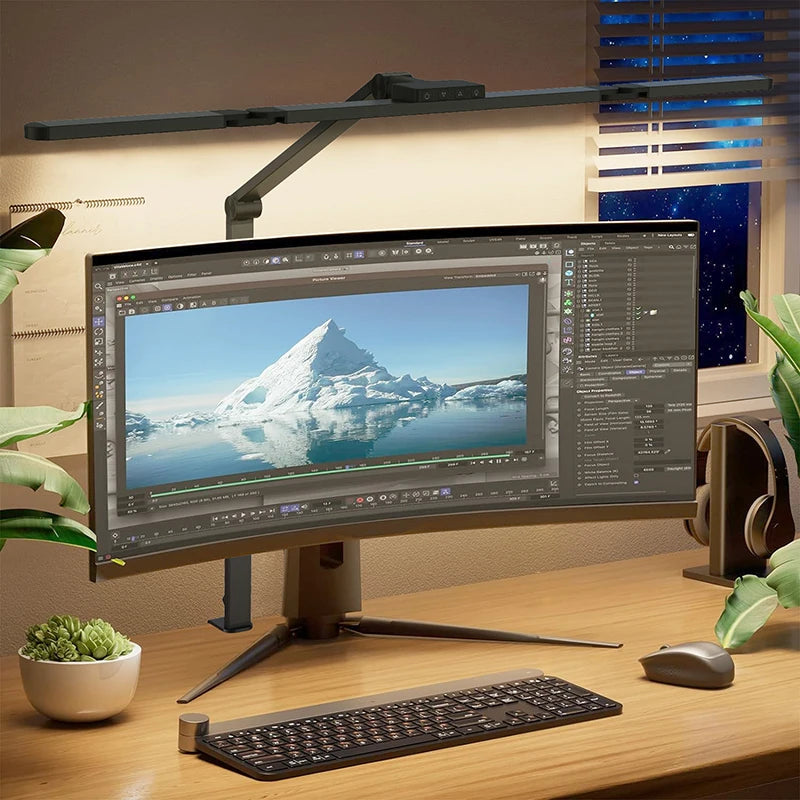 LED Desk Lamp with Clamp Remote Dimming 24W Ultra Bright Desk Lamp for Home and Office Architects Paired with Ambient Lighting