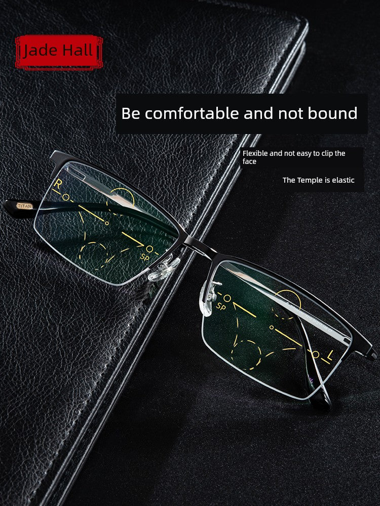 Yupingtang Super Light Presbyopic Glasses Men's Brand Anti-Blue Light Dual-Use Zoom Color-Changing Old Presbyopic Glasses Men