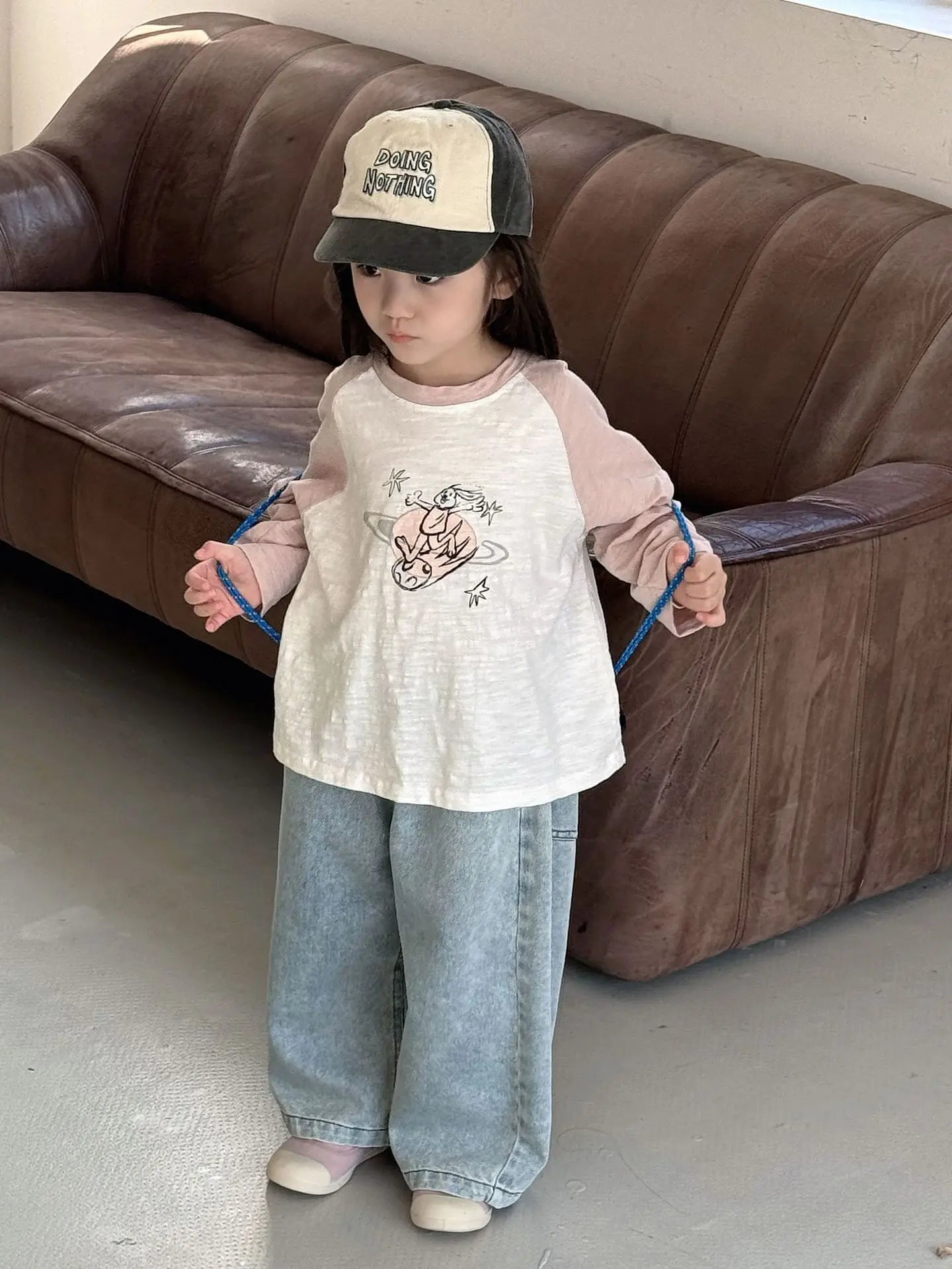 Kids Pants Spring New Korean Causal Children Clothing Boys Girls Simplicity Versatile Straight Leg Jeans Loose Motion Trousers