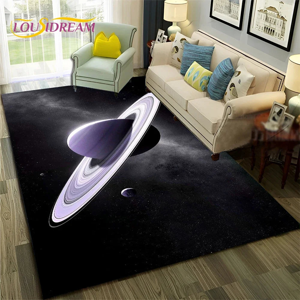 Galaxy Planet Star 3D Universe Space Carpet Rug for Home Living Room Bedroom Sofa Doormat Decor,Kid Area Rug Non-slip Floor Mat