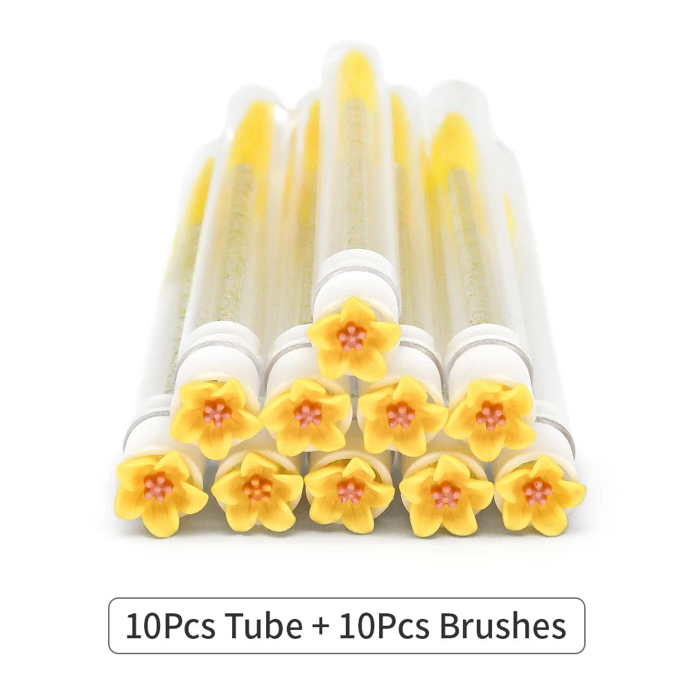 10/50Pcs Eyelash Brush Tubes With Crystal Lash Mascara Wands Eyebrow Comb Spoolies Container Lash Brush Applicators Makeup Tools