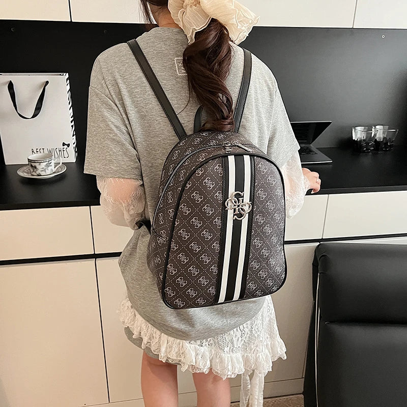 Luxury large capacity outdoor travel handbag, modern trendy women's backpack, classic design zipper shoulder bag