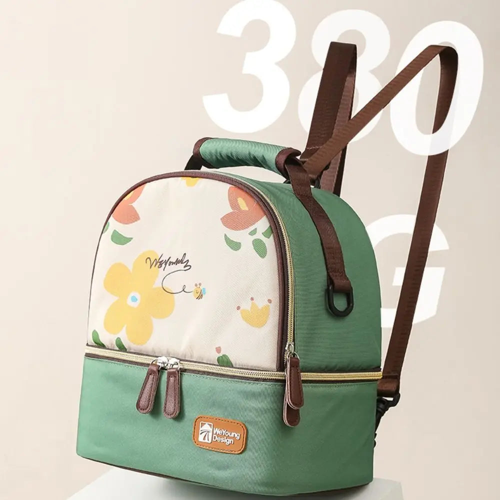 Multifunctional Maternity Backpack Double Layer Lightweight Breastmilk Cooler Bag Large Capacity Portable Lunch Bag Women Kid