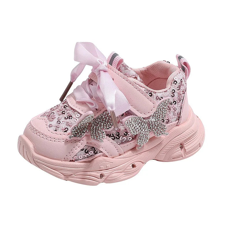 2026 New Girls Soft Sole Non-Slip Shoes Cute Princess Casual Sneakers Lightweight Sport Shoes for Toddler Little Girls Spring