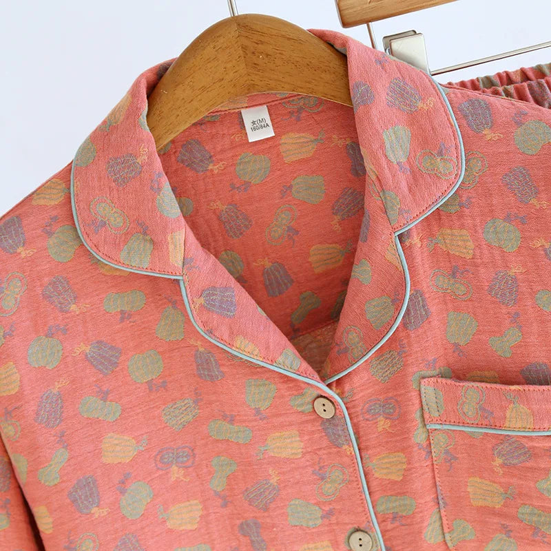 2025 New Spring and Autumn Pajama Set 100%Cotton Comfortable Long sleeved Two Piece Home Furnishings Large Size Home Furnishings