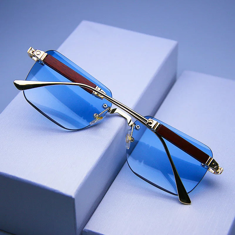 Rimless Sunglasses Rectangle Fashion Popular Women Men Shades New Square Sun Glasses For Female Male Summer Traveling Oculos