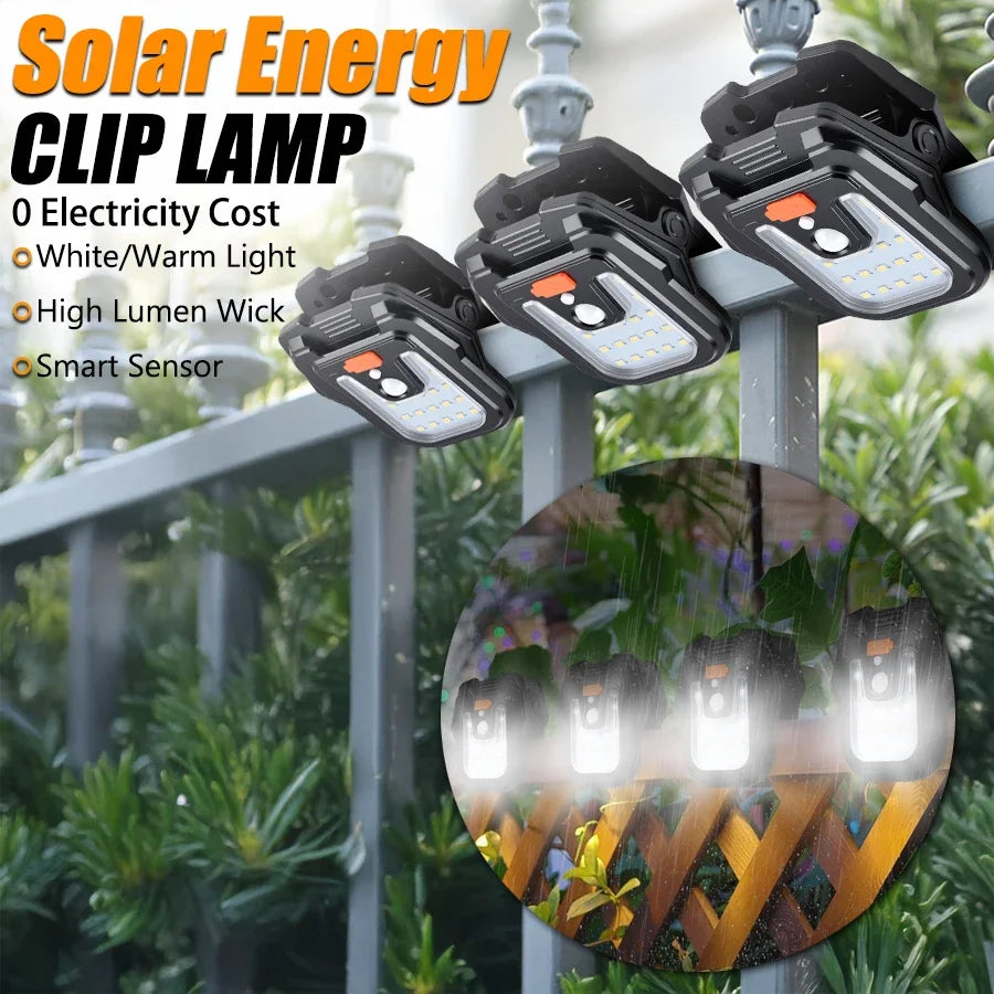 9900LM Solar Garden Outdoor Lights Clip Light Motion Sensor Waterproof Camping Lamp Rechargeable for Landscape Garden Decoration