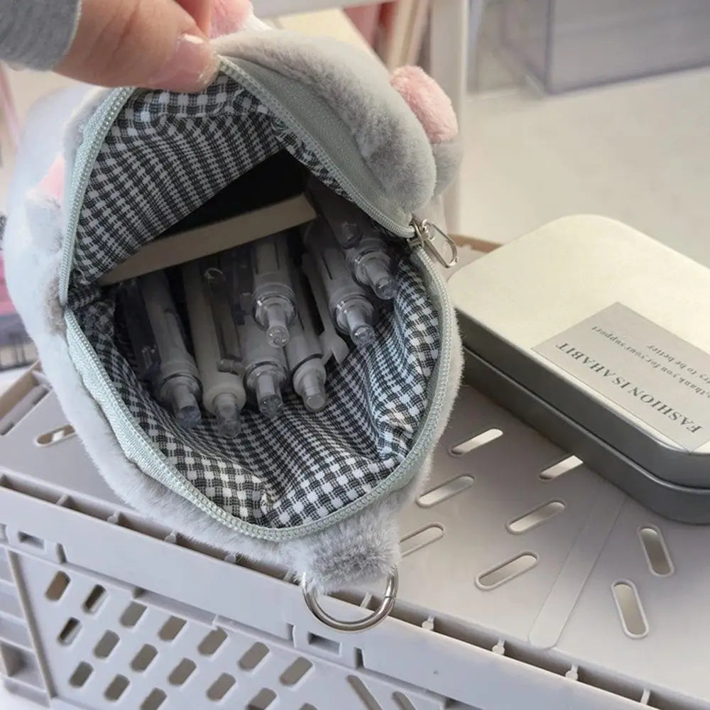 New Portable 3D Mole Pencil Case Plush Cartoon Large Capacity Stationery Bag Creative Cute Doll Stationery Case Dirty Resistant