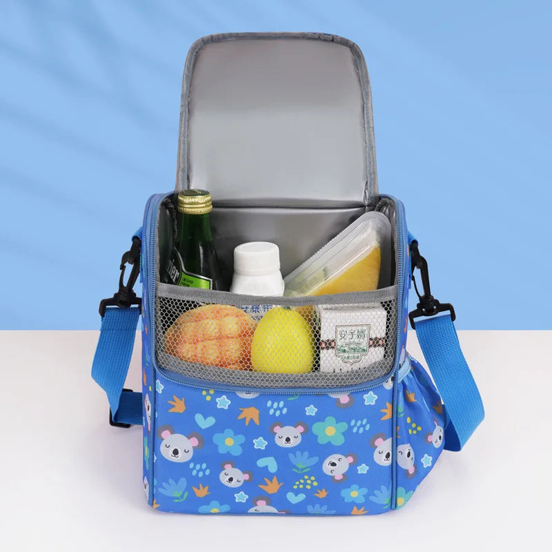 Children's Cartoon Portable Square Lunch Bag Ice Bag Student Insulation Meal Bag Traveing Outdoor Picnics Single Shouder Bag
