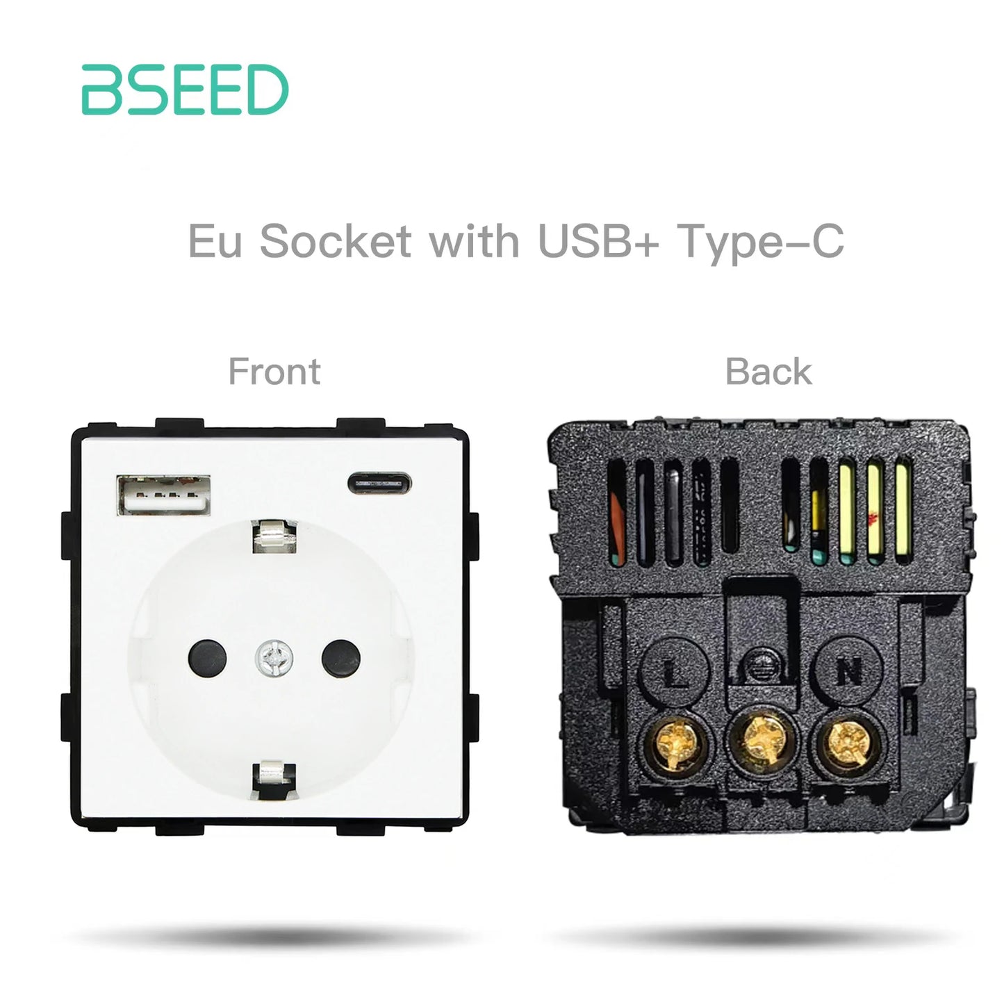 BSEED 1/2Gang Touch Light Dimmer Switch Function Base 1/2Way EU Socket Type-c USB Part Wall Glass Panels DIY Free Combination