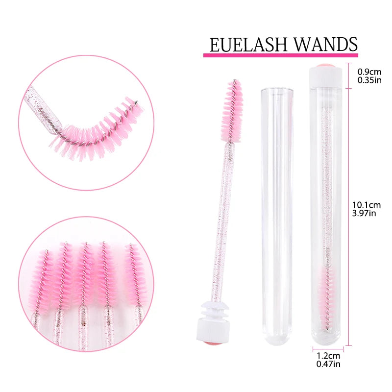 20/50pcs Reusable Christmas Eyelash Brush Tube False Mascara Wands Dust-proof Eyebrow Brush Container Lash Extension Makeup Tool