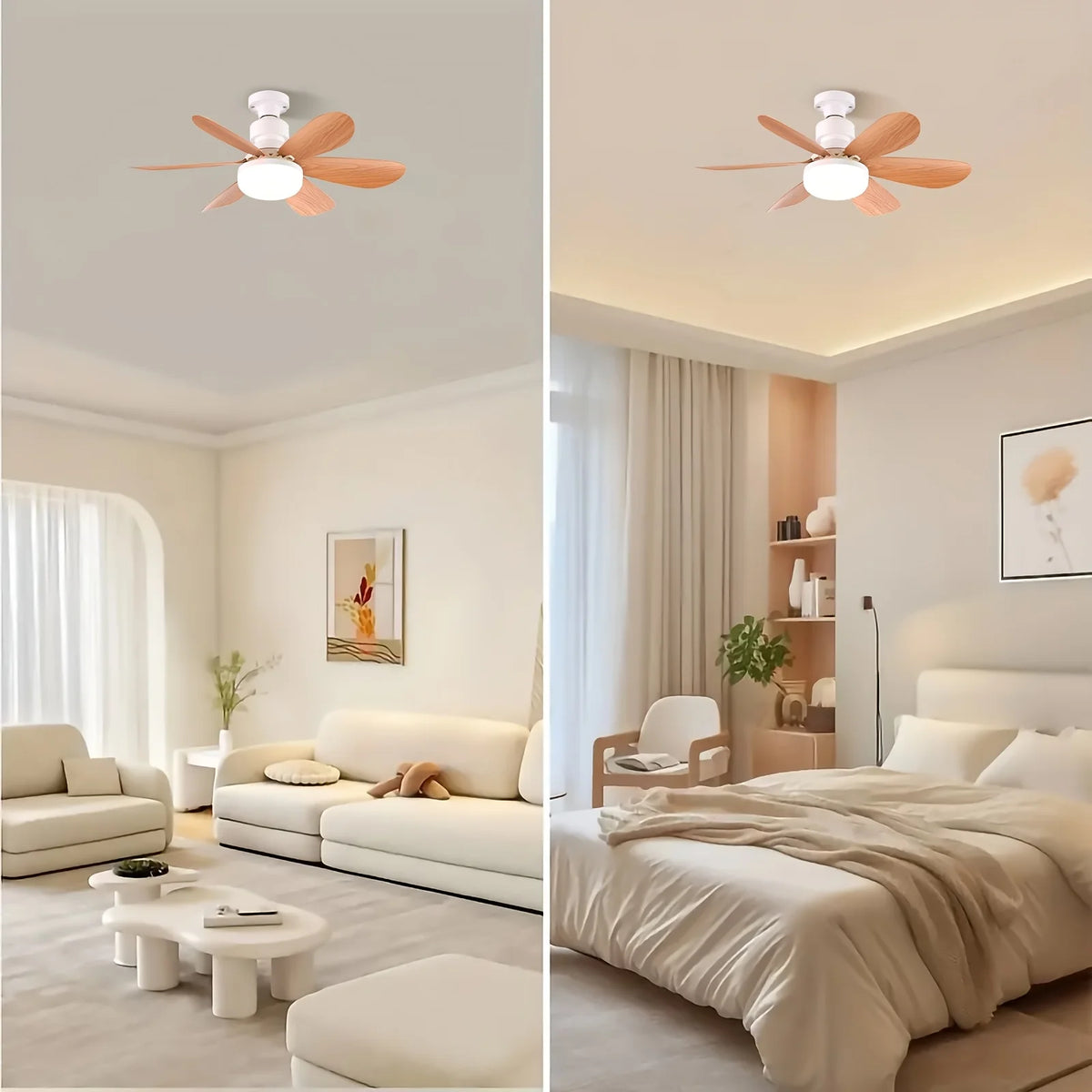 E26/E27 Lamp Holder Fan Light, Smart Ceiling Fan with Light and Remote Control, Easy to Install, Suitable for Bedrooms, Kitchens