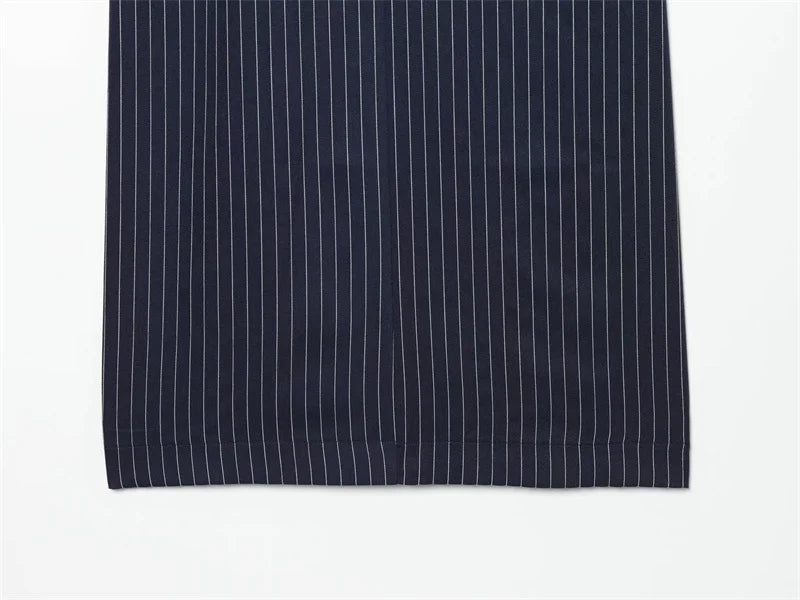 Women's A-line Skirt 2026 Summer New Style Navy Blue Striped High-Waist Slit Decorative Straight Long Skirt Elegant and Stylish