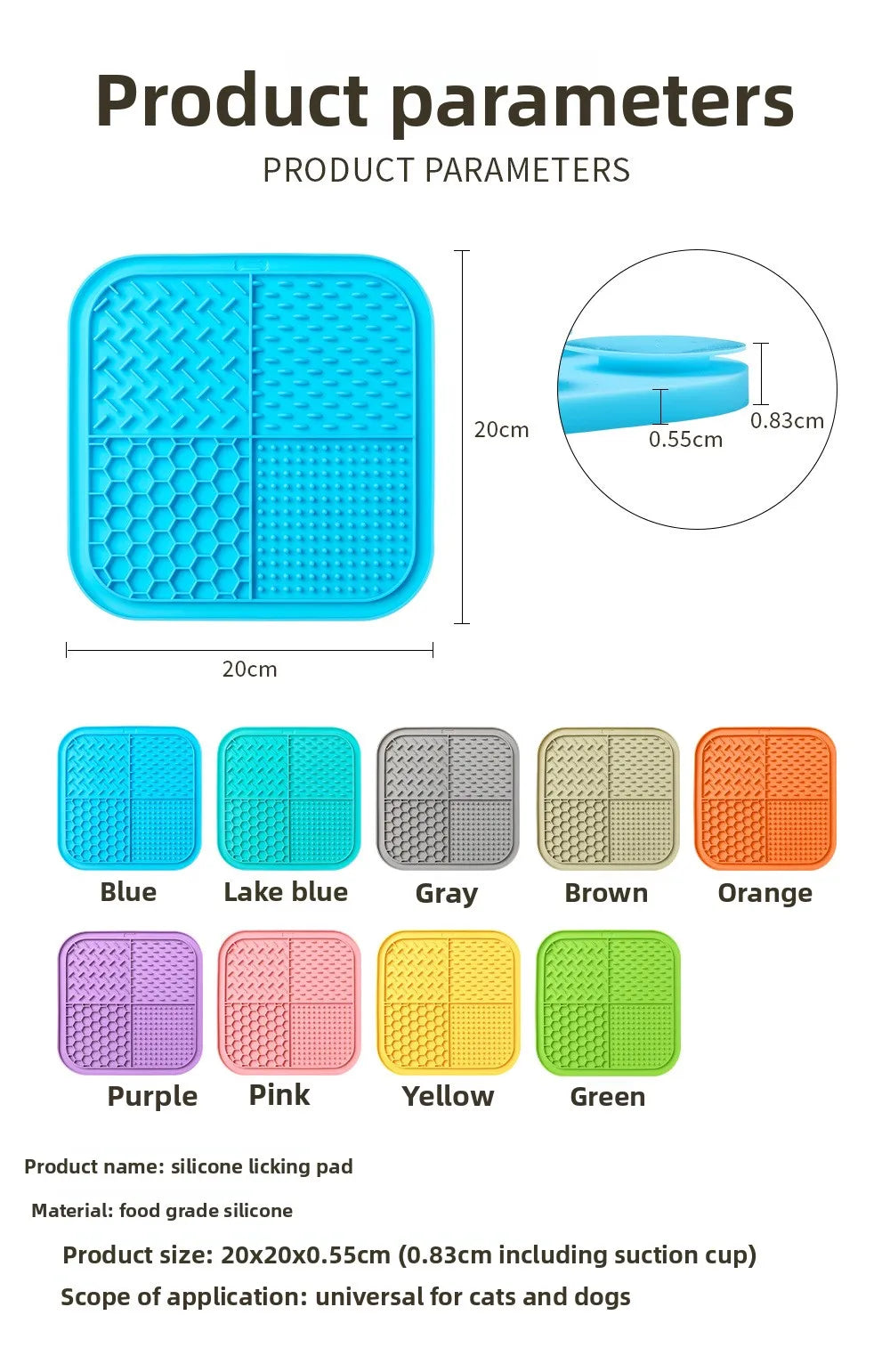Pet Lick Mat for Dogs Cats, Anti-slip Anxiety Reducer Lick Tray,  Anxiety Relief Feeding Pad for Bath Grooming Distraction