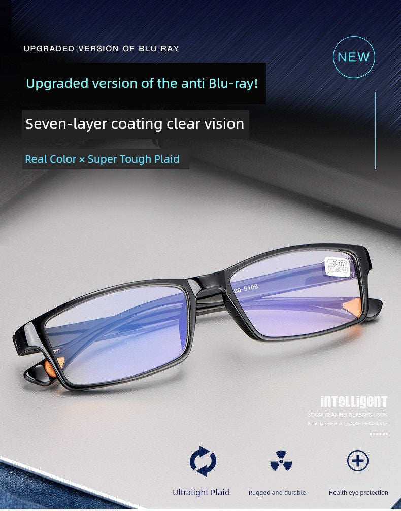 Middle-Aged and Elderly Reading Glasses Men's Dual-Use Anti-Blue Light Multi-Focus Smart Zoom Multi-Function Presbyopic Glasses Ladies