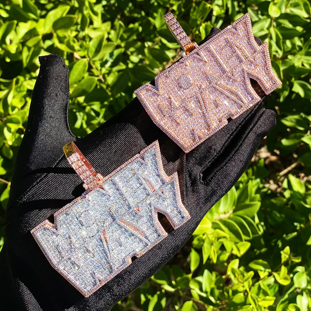 Aokaishen Iced Out Money Wayy Necklace Pendant for Men Prong Setting Real Gold Plated Hip Hop Jewelry