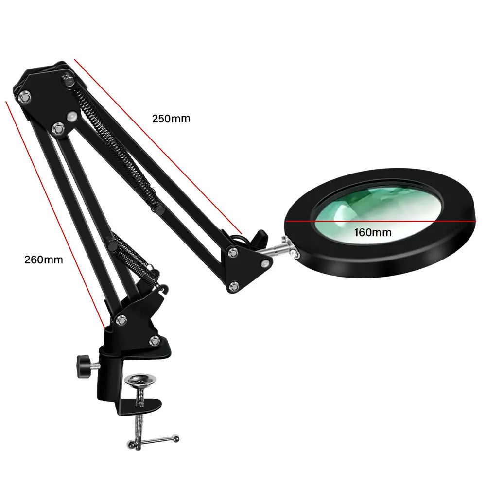 USB Powered Magnifier Desk Lamp 8X/10X Magnification 72 LED 3 Color Temperature Modes for Soldering Watch Repair and Beauty Care