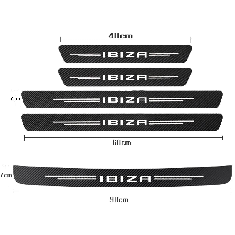 Carbon Fiber Car Door Threshold Sill Protector Trunk Stickers For Seat IBIZA Car Accessories