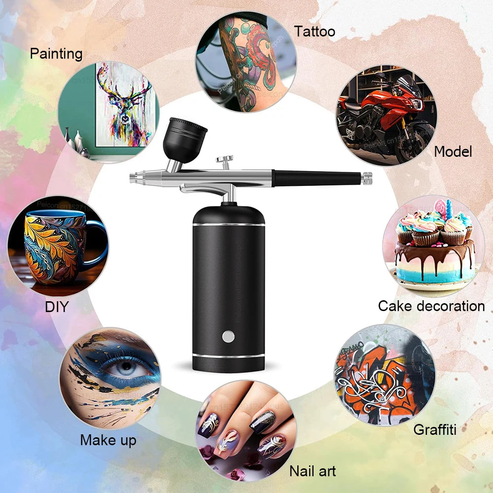Airbrush with Compressor Mini Spray Gun for Painting Modeling Crafts Wireless Paint Spray Airbrush Painting Kit with Compressor