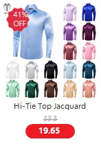 Hi-Tie Pure Black Silk Mens Shirts Plain Smooth Long Sleeve Formal Dress Blouse for Male Wedding Business Events Oversized Gift