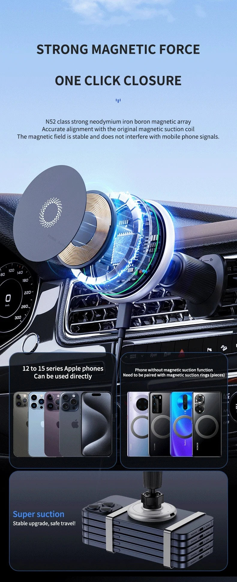 Magnetic Car Phone Holder For Audi Q3 8U 2013-2017 2018 Wireless Charging Special Fixed Bracket Base MagSafe Mount Accessoires