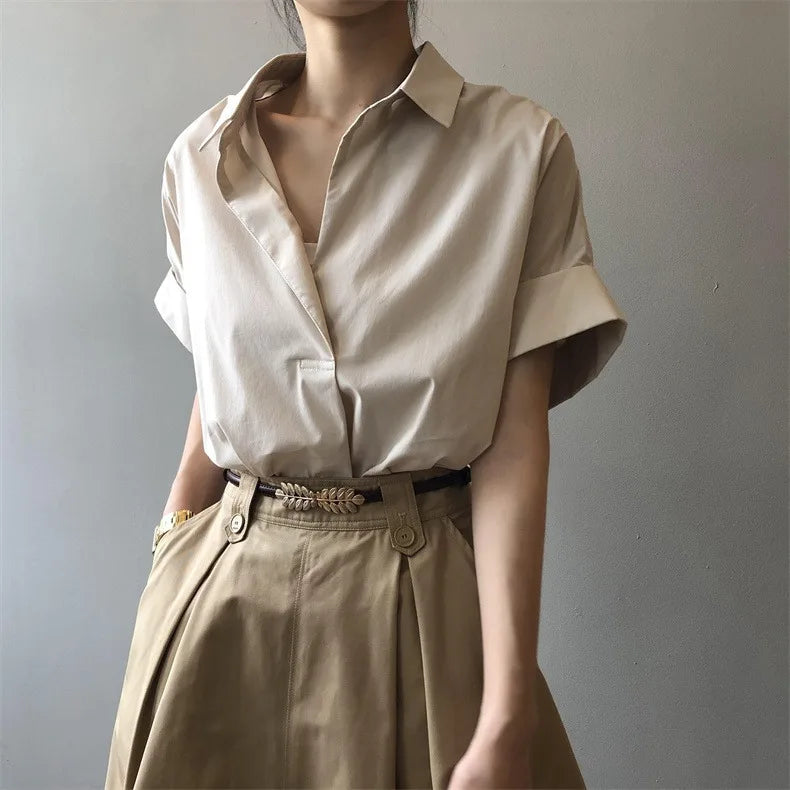 Women Summer Tops Tees Sexy Vintage Blouse Chiffon Ruched Short Sleeve Shirt Ruffles T Shirts Loose Casual Tees